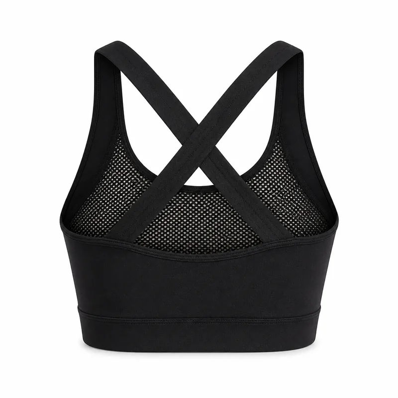 Mesh-Panel Cross-Back Bra — Cross-Back Bras